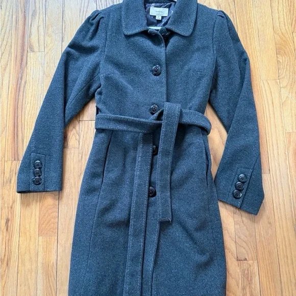 Merona Charcoal Belted wool blend Coat - Picture 1 of 8